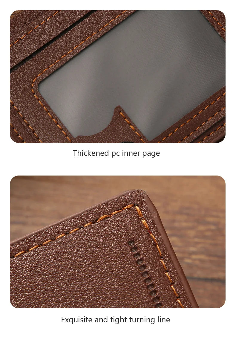 Men's Short Leather Slim Wallets Business Man Money Clip Credit Card Holder Purse Thin Minimalist Bifold Wallet