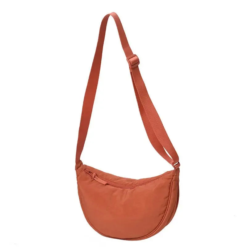 New Simple and Casual Solid Color Nylon Large Capacity Women's Dumpling Bag Shoulder Bag for Travel and Commuting