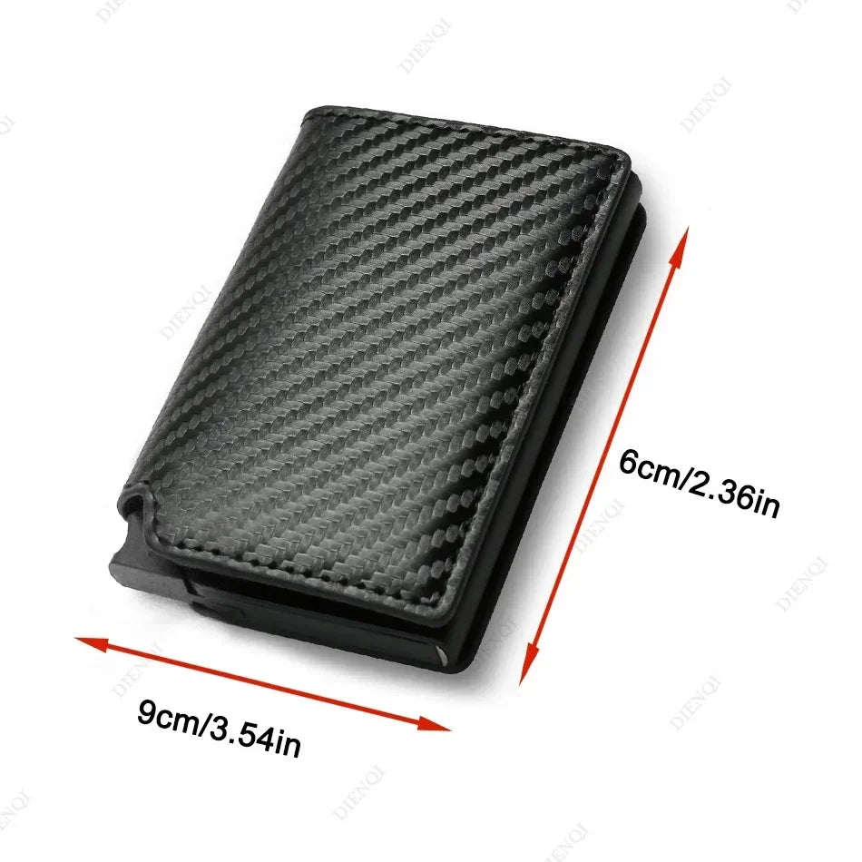 Rfid Credti Card Holders Men Wallets Anti Theft Carbon Fiber Bank Cardholder Case Slim Thin Smart Wallet Pop Up Black Walet New