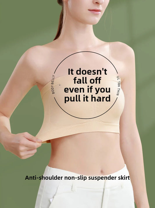 Women’s Strapless Seamless Tube Top Bra Anti-Slip Wireless Bandeau for Summer Outfit