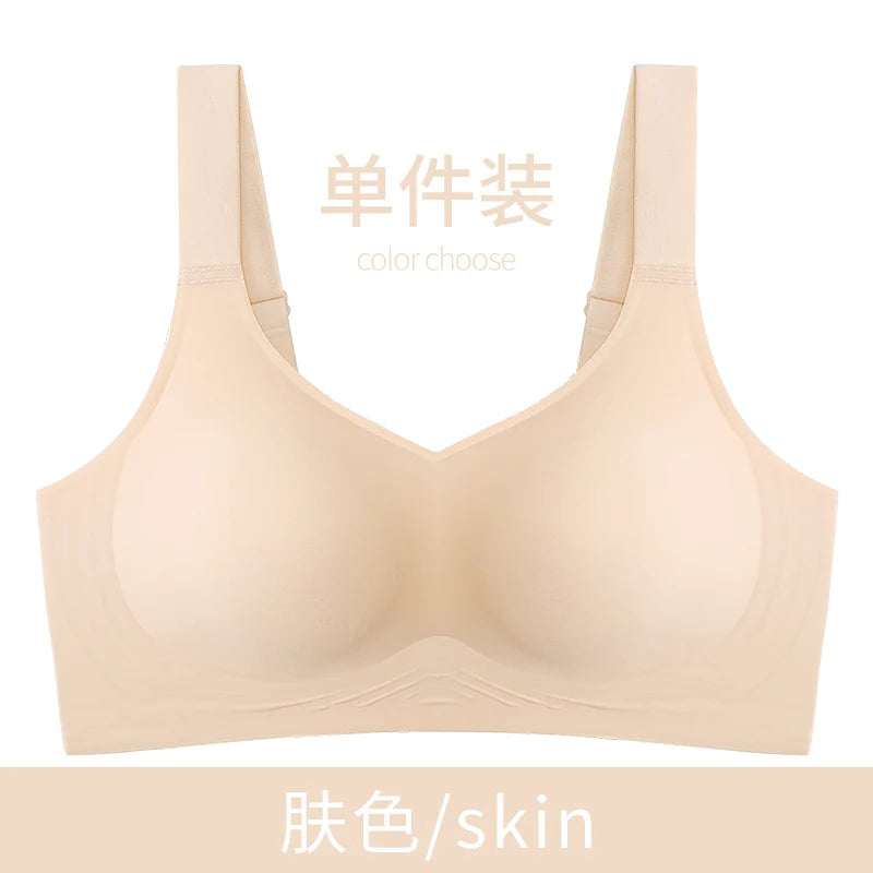 3D Jelly Strip Soft Support Bra Push-up Pair Top Support Seamless Bra Women's Thin Bra with Large Breasts and Small Breasts