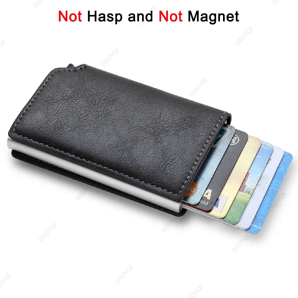 Rfid Credti Card Holders Men Wallets Anti Theft Carbon Fiber Bank Cardholder Case Slim Thin Smart Wallet Pop Up Black Walet New