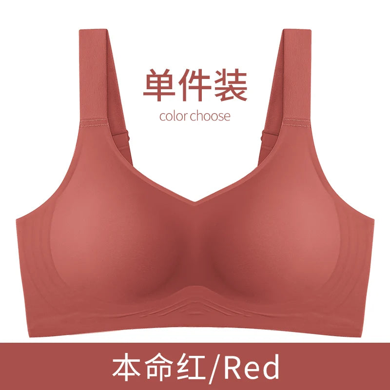 3D Jelly Strip Soft Support Bra Push-up Pair Top Support Seamless Bra Women's Thin Bra with Large Breasts and Small Breasts