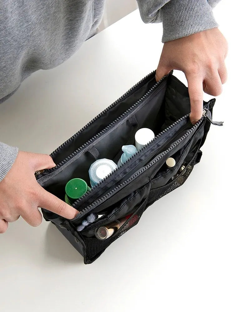 Multi Functional Large Capacity Makeup Bag Portable Double Zipper Toiletries Travel Storage Bag Mommy Bag Multi Pocket Cosmetic