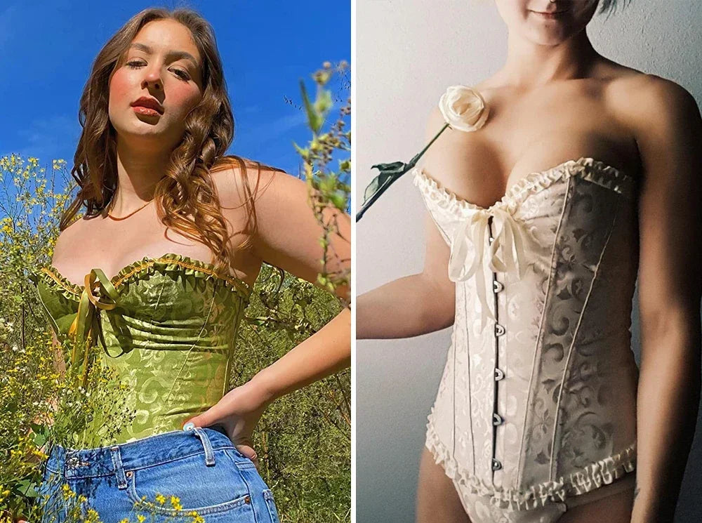 Waist Corset Top Women Bustier Overbust Sexy Lace up Floral Lingerie Shapewear Vintage Victorian Fashion Body Shaper DropShippin