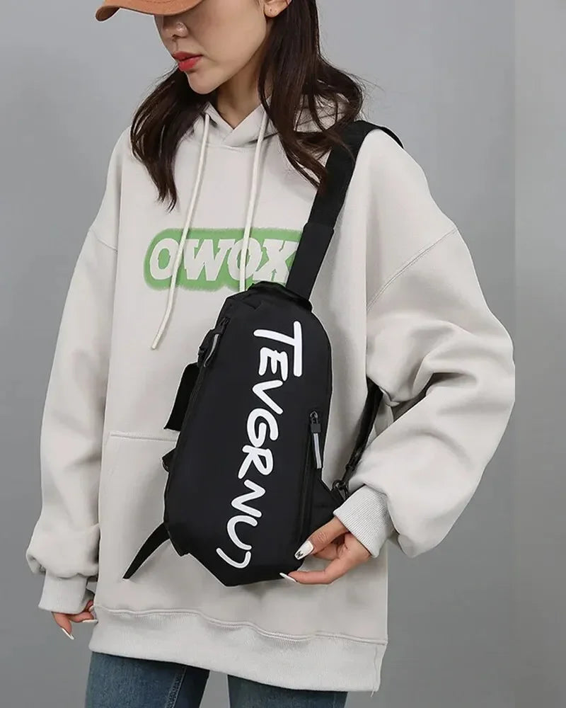 Nylon Chest Bag Trendy and Fashionable Women's Shoulder Bag Sports and Leisure Men's Oblique Straddle Bag