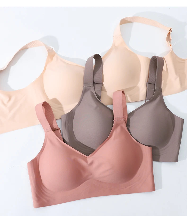 3D Jelly Strip Soft Support Bra Push-up Pair Top Support Seamless Bra Women's Thin Bra with Large Breasts and Small Breasts