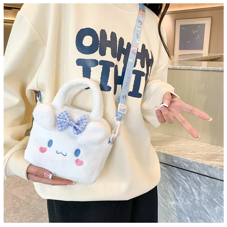 Sanrio Bag Kawaii Kuromi Cinnamoroll My Melody Cartoon Anime Plush Handbag Cosmetic Bag Travel Storage Bag Women Girl Gifts