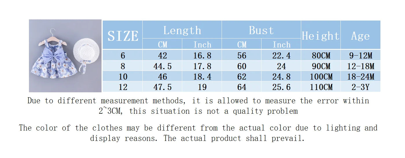 Summer New Girl Fashion Dress Small Chrysanthemum Hanging Strap Big Bow Princess Dress Party Dress 0-3 Years Old