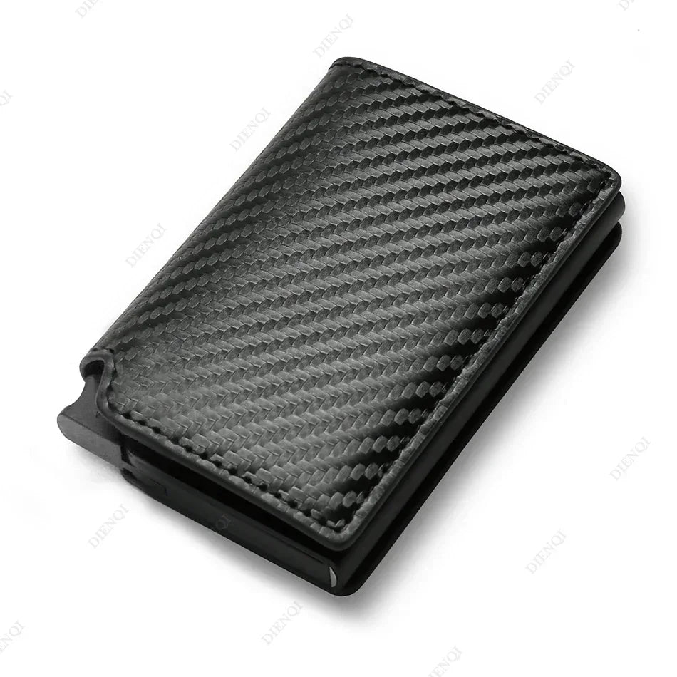 Rfid Credti Card Holders Men Wallets Anti Theft Carbon Fiber Bank Cardholder Case Slim Thin Smart Wallet Pop Up Black Walet New