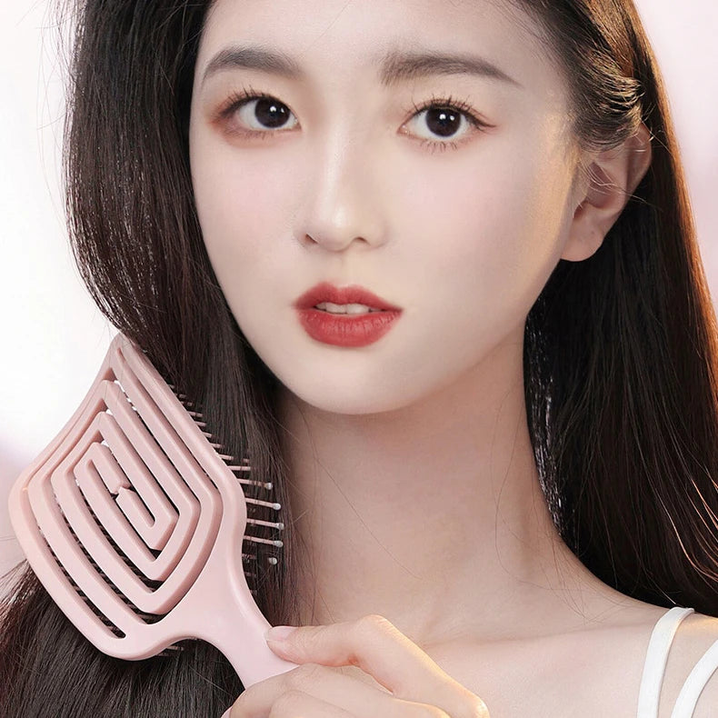 INS hair comb for women comb pink&purple Nordic style Elastic comb Macaron color Fluffy high cranial comb Massage comb for woman