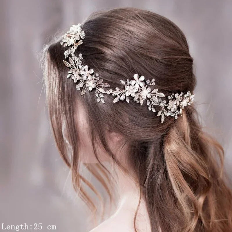 Luxurious Flower Headbands Tiaras Wedding Hair Accessories For Women Bride Hair Jewelry Bridal Headband Headpiece Party Hairband