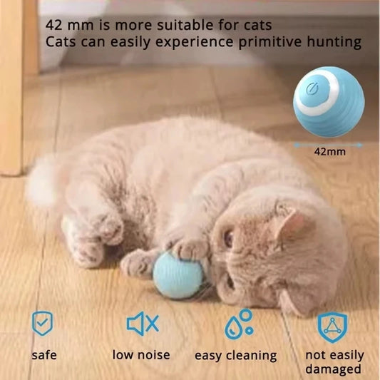 Power Ball Cat Toy, Interactive Cat Smart Ball Toy, Automatic Power Rolling Ball, Indoor Smart Pet Toy Ball with USB Charging