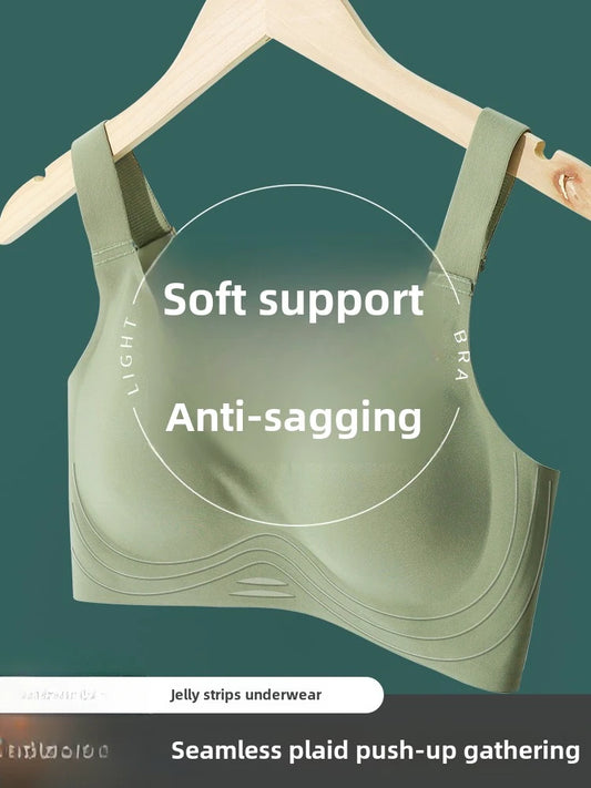 3D Jelly Strip Soft Support Bra Push-up Pair Top Support Seamless Bra Women's Thin Bra with Large Breasts and Small Breasts