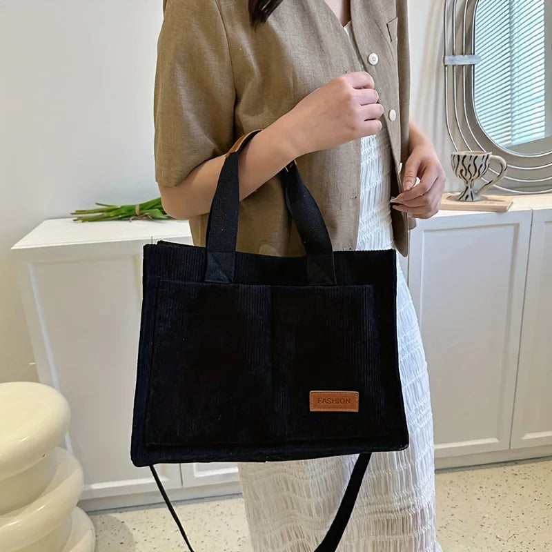 Women's Corduroy Tote Bag Large Capcity Handbags for Women Commuting Women's Bag Messenger Shoulder Bag Female Handbag