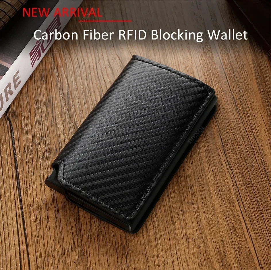 Rfid Credti Card Holders Men Wallets Anti Theft Carbon Fiber Bank Cardholder Case Slim Thin Smart Wallet Pop Up Black Walet New