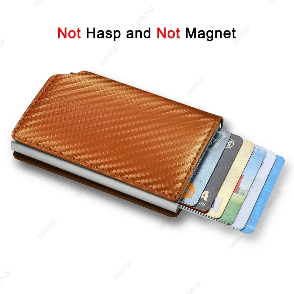 Rfid Credti Card Holders Men Wallets Anti Theft Carbon Fiber Bank Cardholder Case Slim Thin Smart Wallet Pop Up Black Walet New