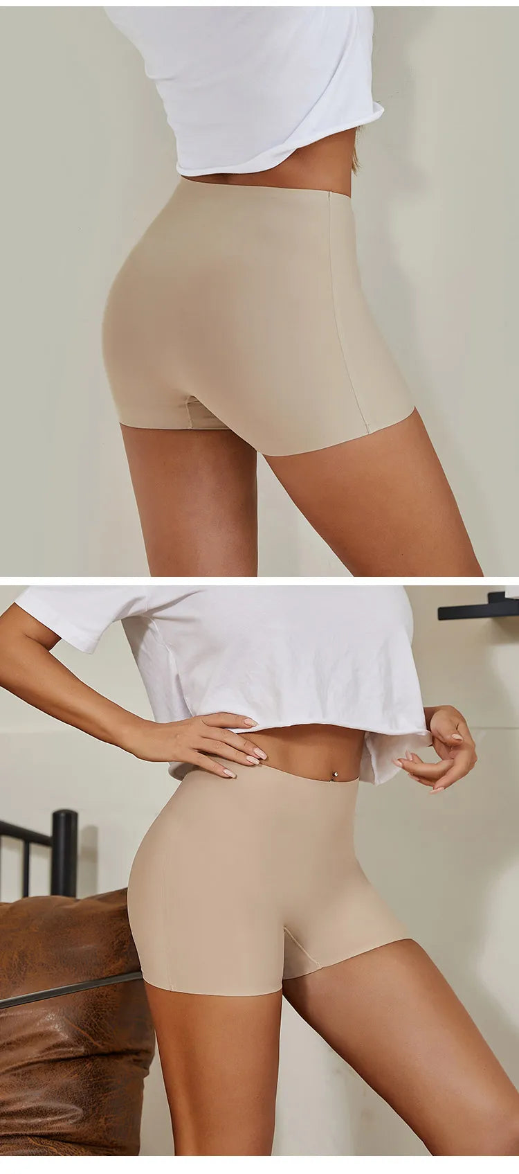 Hot Sale Ladies Seamless Ice Silk Solid Biker Shorts Boxer Short Leggings Sports Yoga Pants Women's Shorts Panties T1584