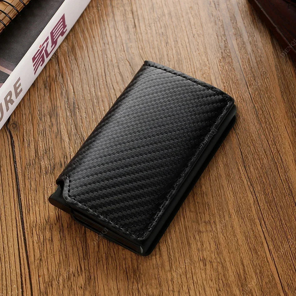 Rfid Credti Card Holders Men Wallets Anti Theft Carbon Fiber Bank Cardholder Case Slim Thin Smart Wallet Pop Up Black Walet New