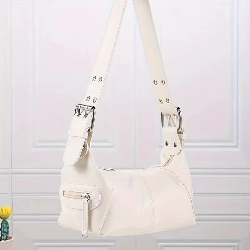 Underarm Bag Women's Bag Cool Drag Style Single Shoulder Underarm Stick Bag Niche Design Leather Zipper Single Shoulder Handbag