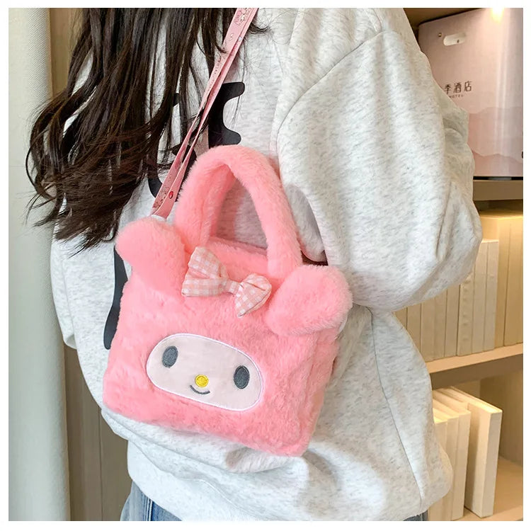 Sanrio Bag Kawaii Kuromi Cinnamoroll My Melody Cartoon Anime Plush Handbag Cosmetic Bag Travel Storage Bag Women Girl Gifts