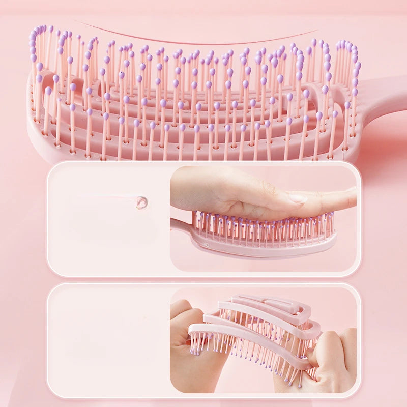 INS hair comb for women comb pink&purple Nordic style Elastic comb Macaron color Fluffy high cranial comb Massage comb for woman