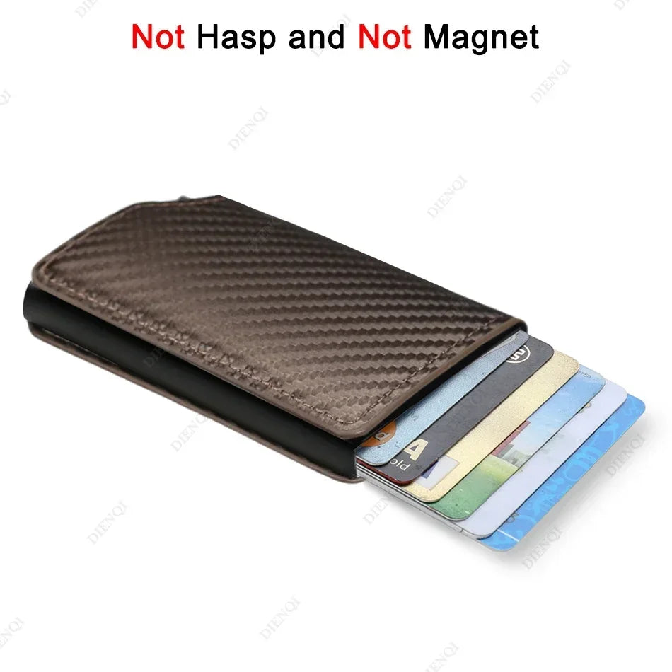 Rfid Credti Card Holders Men Wallets Anti Theft Carbon Fiber Bank Cardholder Case Slim Thin Smart Wallet Pop Up Black Walet New