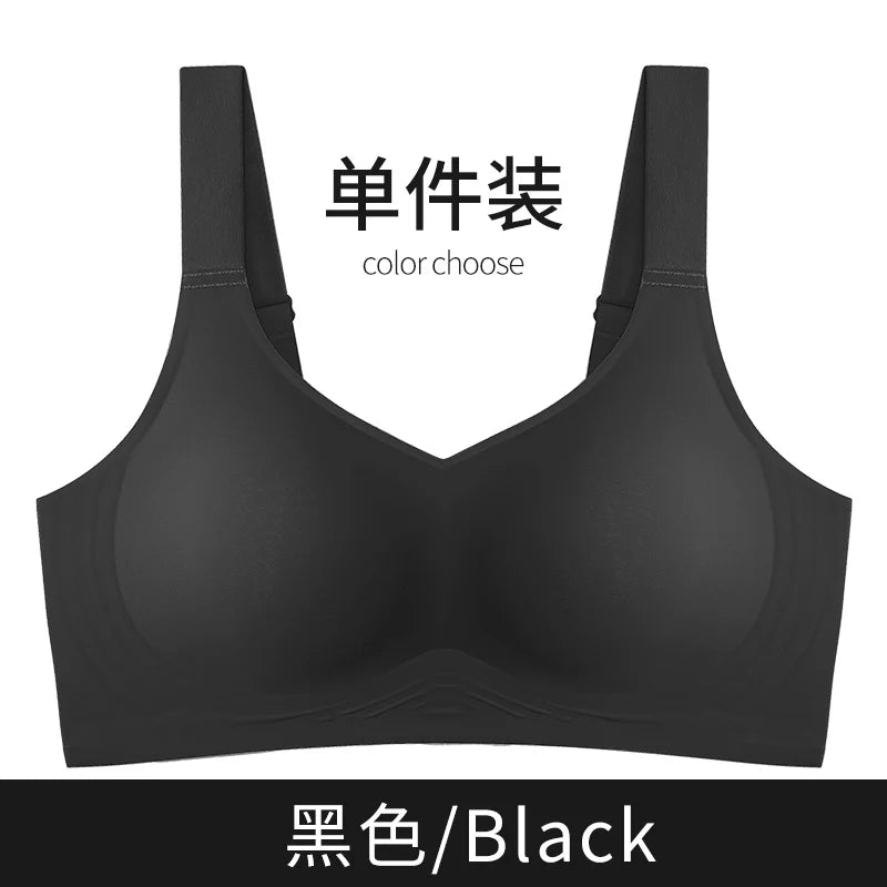 3D Jelly Strip Soft Support Bra Push-up Pair Top Support Seamless Bra Women's Thin Bra with Large Breasts and Small Breasts