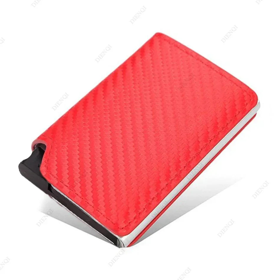 Rfid Credti Card Holders Men Wallets Anti Theft Carbon Fiber Bank Cardholder Case Slim Thin Smart Wallet Pop Up Black Walet New