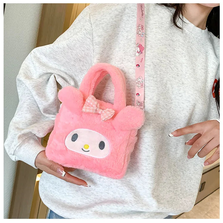 Sanrio Bag Kawaii Kuromi Cinnamoroll My Melody Cartoon Anime Plush Handbag Cosmetic Bag Travel Storage Bag Women Girl Gifts