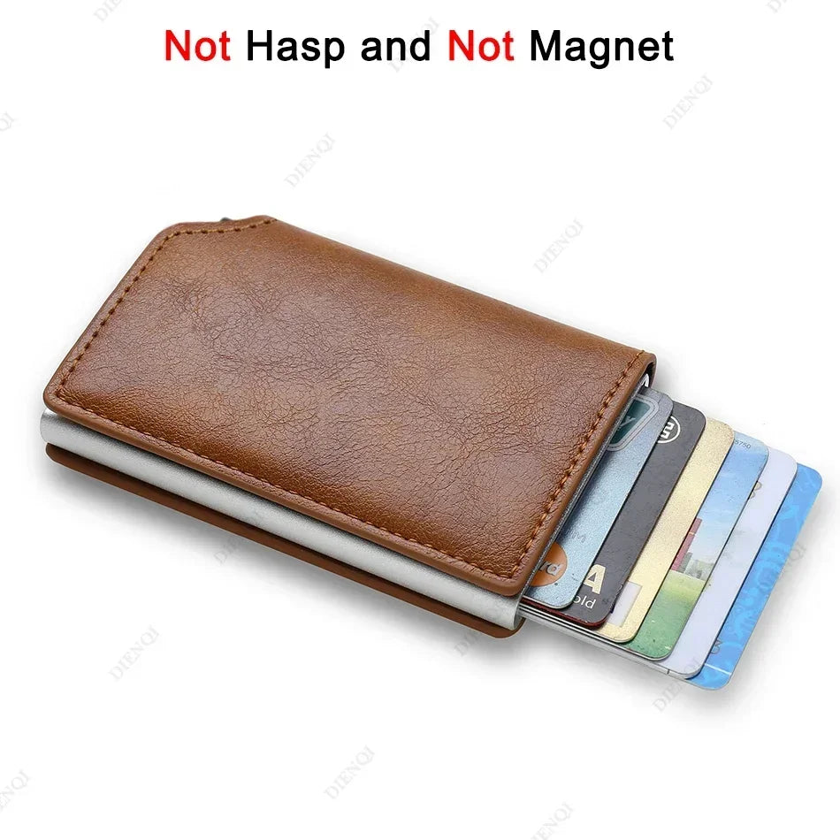 Rfid Credti Card Holders Men Wallets Anti Theft Carbon Fiber Bank Cardholder Case Slim Thin Smart Wallet Pop Up Black Walet New