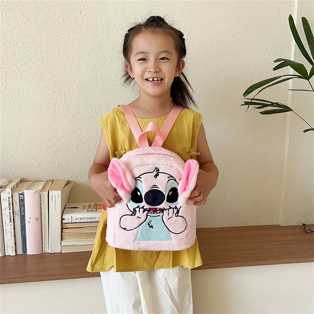 New Plush Backpack Ins Japanese Blue Stitch Funny Cartoon Large-Capacity Student Backpack Kindergarten Bag Child Gift