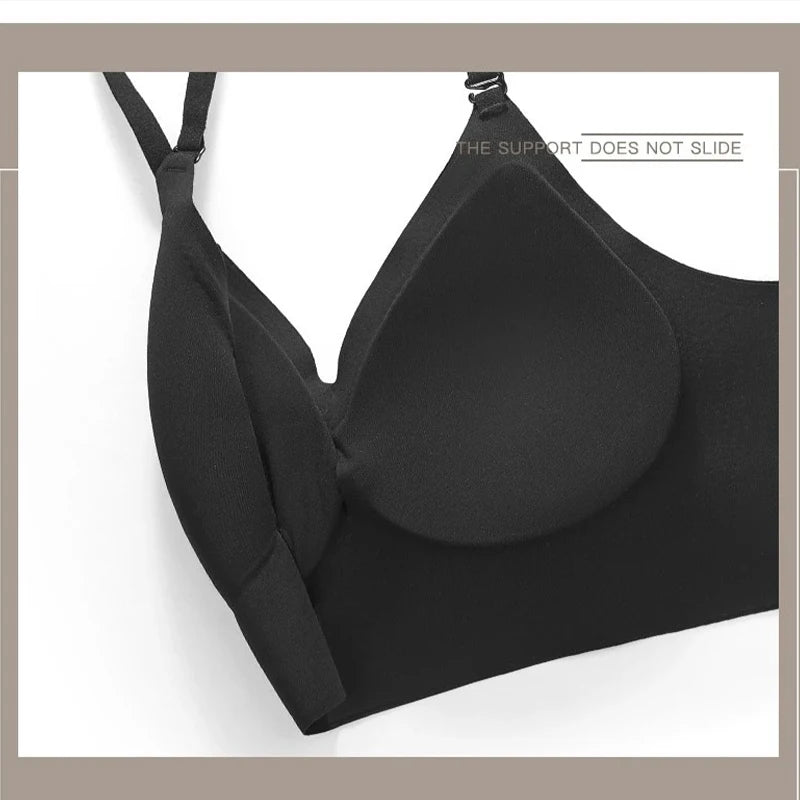 Clearance_UBAU Summer Sexy Bra Women's Slim U-shaped Seamless Backless Underwear Triangle Cup Gathering Bra Women's Sexy Lingeri