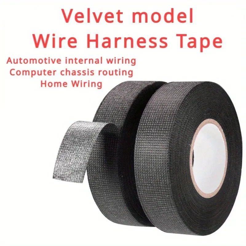 1pc Heat-resistant Adhesive Cloth Fabric Tape For Car Auto Cable Harness Wiring Loom Protection Width 9/15/19/25/32MM Length 15M