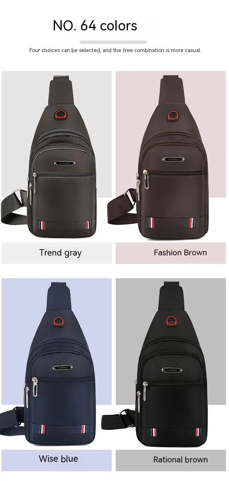 OutDoor Travel Fashion Mens CrossBorder Small Chest Polyester Shoulder Bag Trend Leisure.