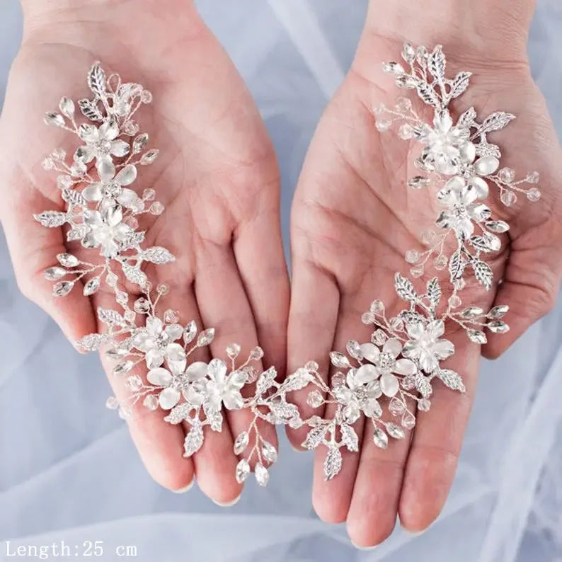 Luxurious Flower Headbands Tiaras Wedding Hair Accessories For Women Bride Hair Jewelry Bridal Headband Headpiece Party Hairband