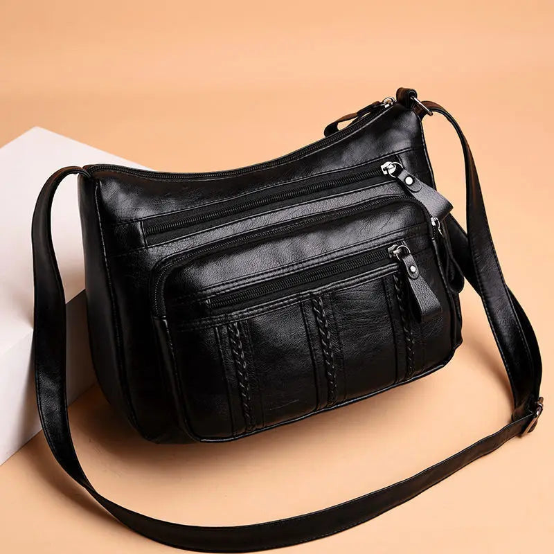 Women's bag Pu multilayered soft leather ladies fashion simple shoulder bags mom's bags crossbody bags
