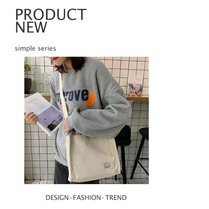 Women Handbag Simple Corduroy Portable Large Capacity HandBag Ins Fashion Trend Small Square Handbag Single Shoulder Bags
