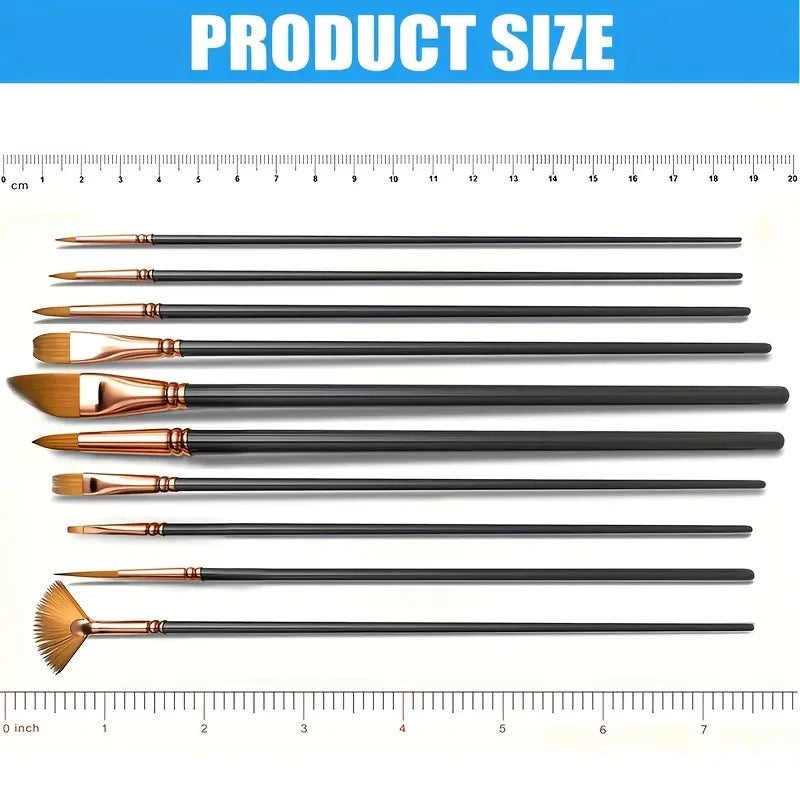 12pcs Nylon Bristle Brush Set Flat Brushes Watercolor Oil Paint For Artists Amateur And Acrylic Paintings Fabric Brushes