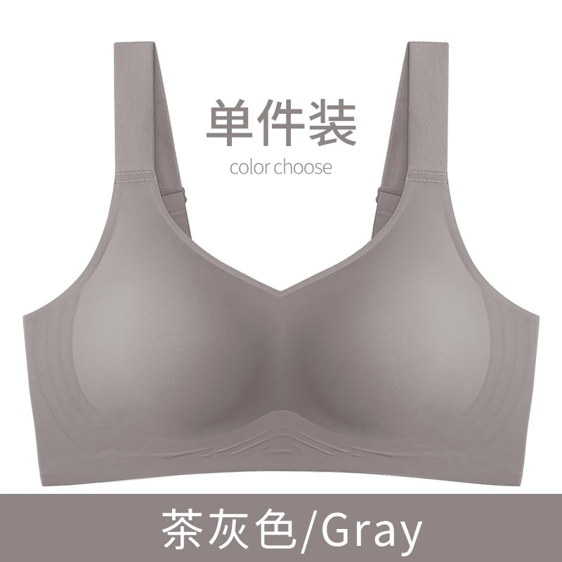 3D Jelly Strip Soft Support Bra Push-up Pair Top Support Seamless Bra Women's Thin Bra with Large Breasts and Small Breasts