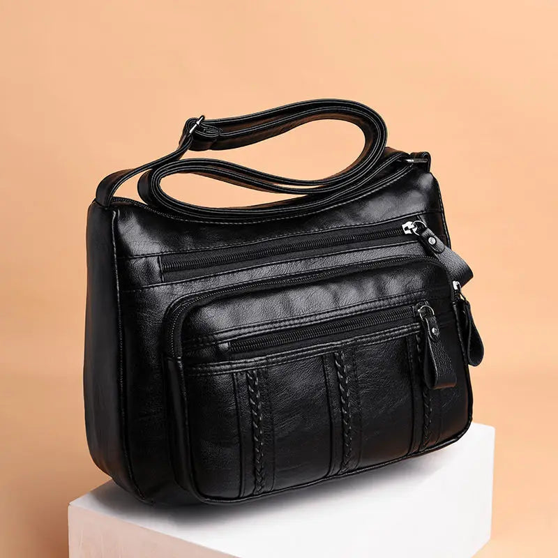 Women's bag Pu multilayered soft leather ladies fashion simple shoulder bags mom's bags crossbody bags