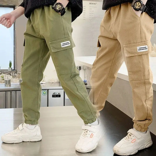Boys Cargo Pants Spring Autumn Thick Boys Trousers Casual Kids Sport Pants Teenage Children Clothes For 4-11Year