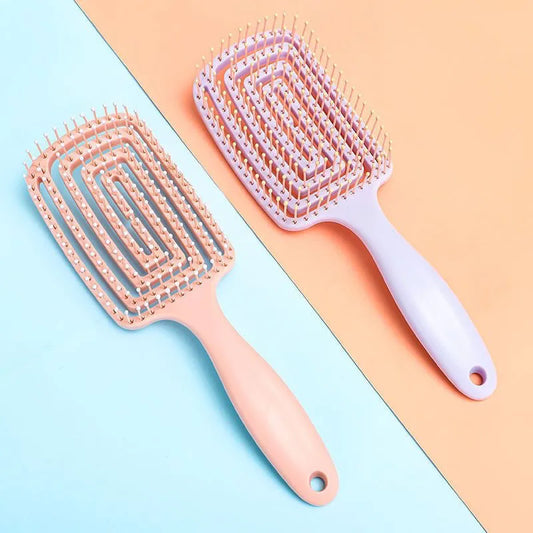 INS hair comb for women comb pink&purple Nordic style Elastic comb Macaron color Fluffy high cranial comb Massage comb for woman