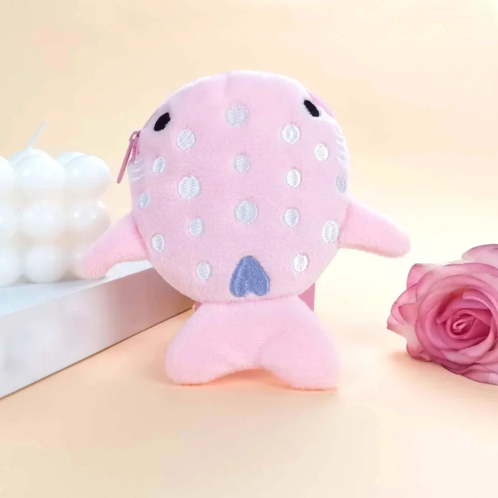 Fashion Cute Blue Shark Mini Whales Coin Purse Plush Zipper Coin Wallet Designer Women's Small Change Bag Key Earphone Pouch