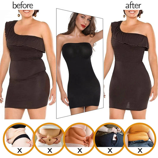 Women Shapewear Strapless Full Slips for Under Dresses Tummy Control Slips Slimming Skirts Full Body Shaper Underwear