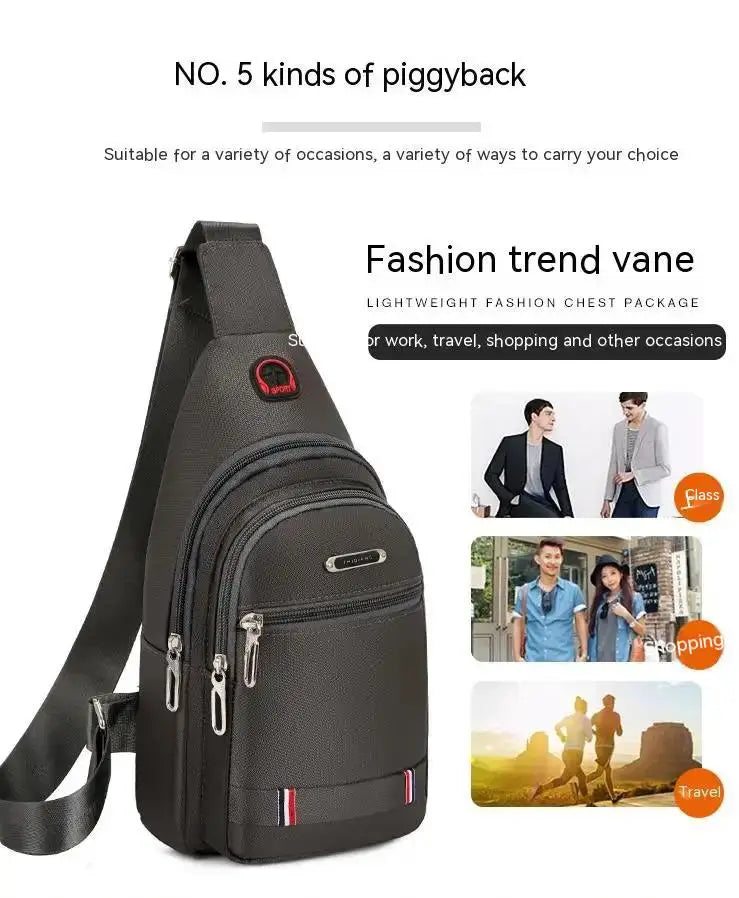 OutDoor Travel Fashion Mens CrossBorder Small Chest Polyester Shoulder Bag Trend Leisure.