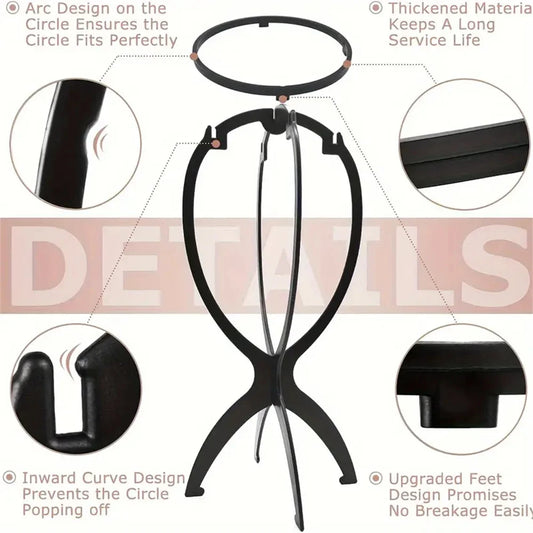 3pcs Stable Wig Stand Collapsible Hairpiece Holder For All Wigs and Hats Display Styling Tool for Haircut Training and Home Use