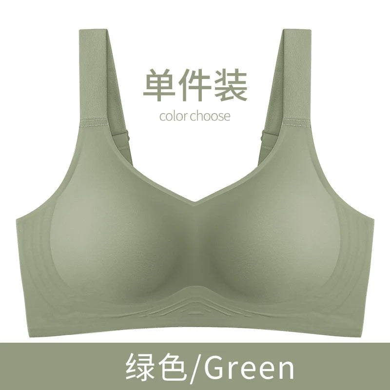 3D Jelly Strip Soft Support Bra Push-up Pair Top Support Seamless Bra Women's Thin Bra with Large Breasts and Small Breasts