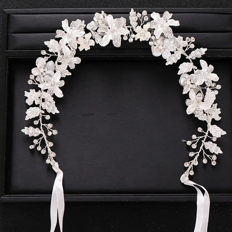 Luxurious Flower Headbands Tiaras Wedding Hair Accessories For Women Bride Hair Jewelry Bridal Headband Headpiece Party Hairband