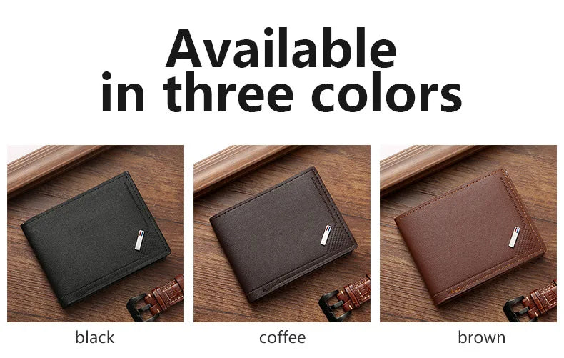 Men's Short Leather Slim Wallets Business Man Money Clip Credit Card Holder Purse Thin Minimalist Bifold Wallet